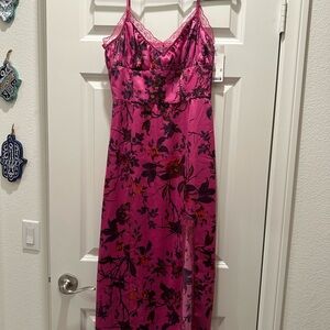 Urban Outfitters Pink silky Floral Maxi Dress